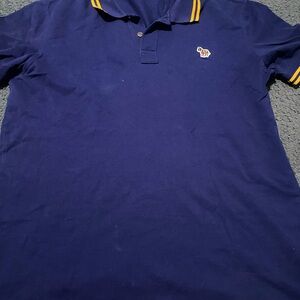 Navy Polo Shirt with Yellow Accents
